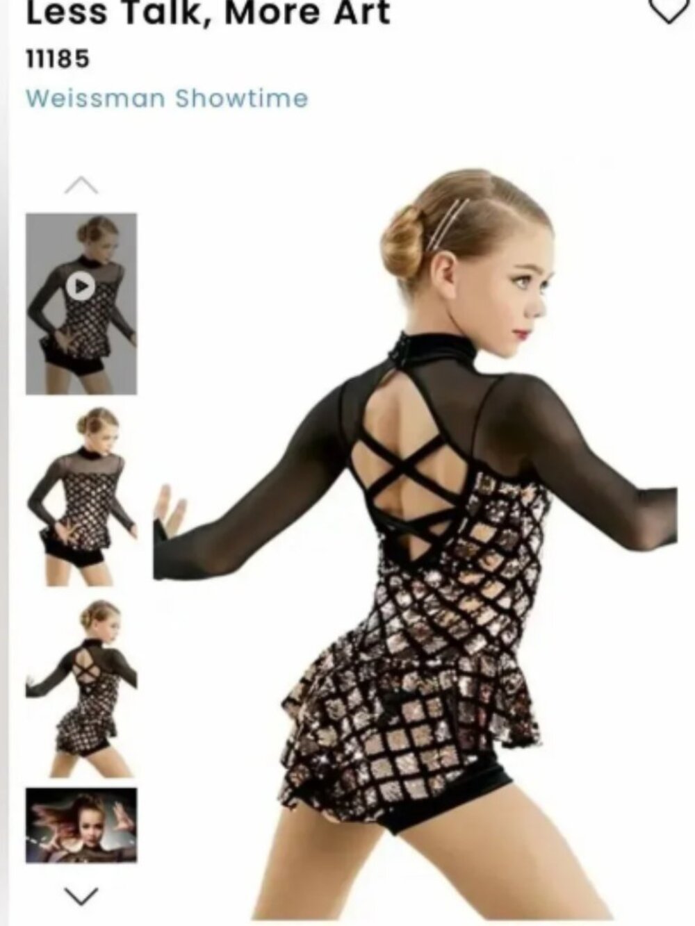 Weissman Black and Rose Gold  "Less talk More Art" Dance Costume 11185